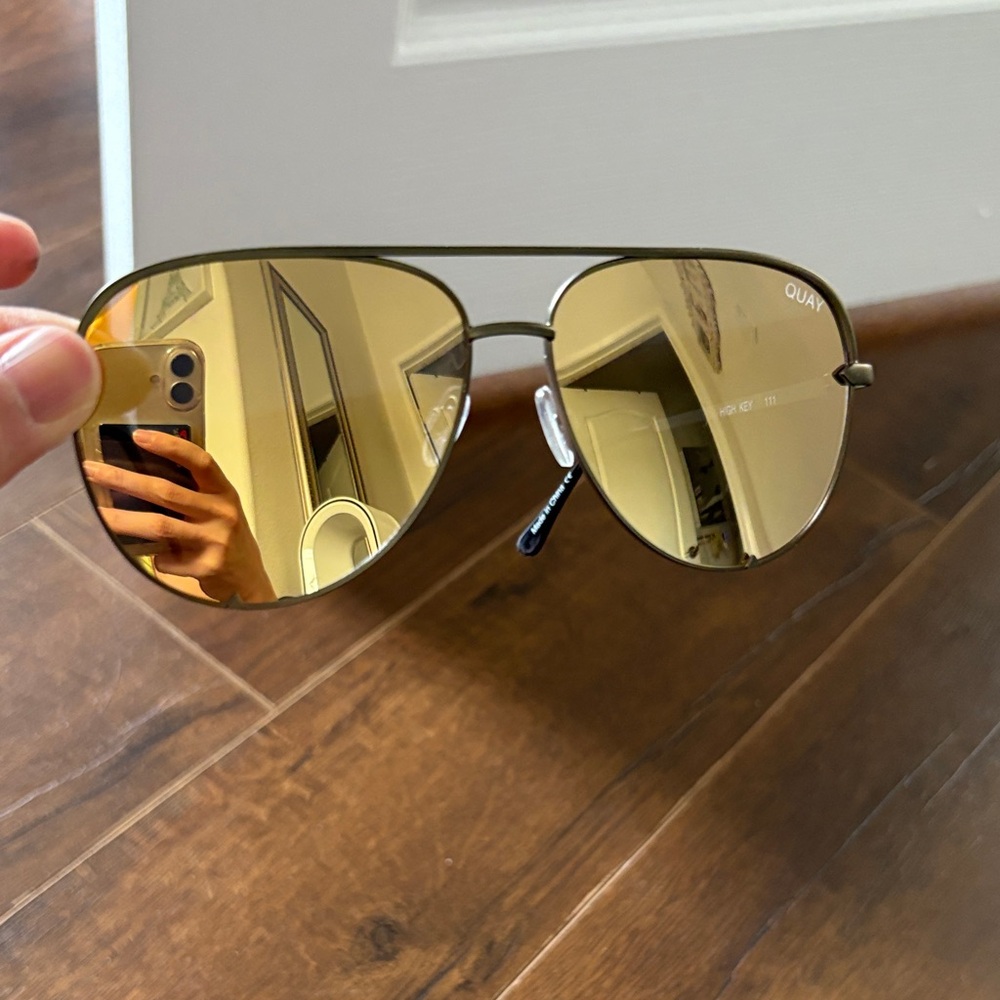 Quay Australia Gold Aviator Sunglasses high key